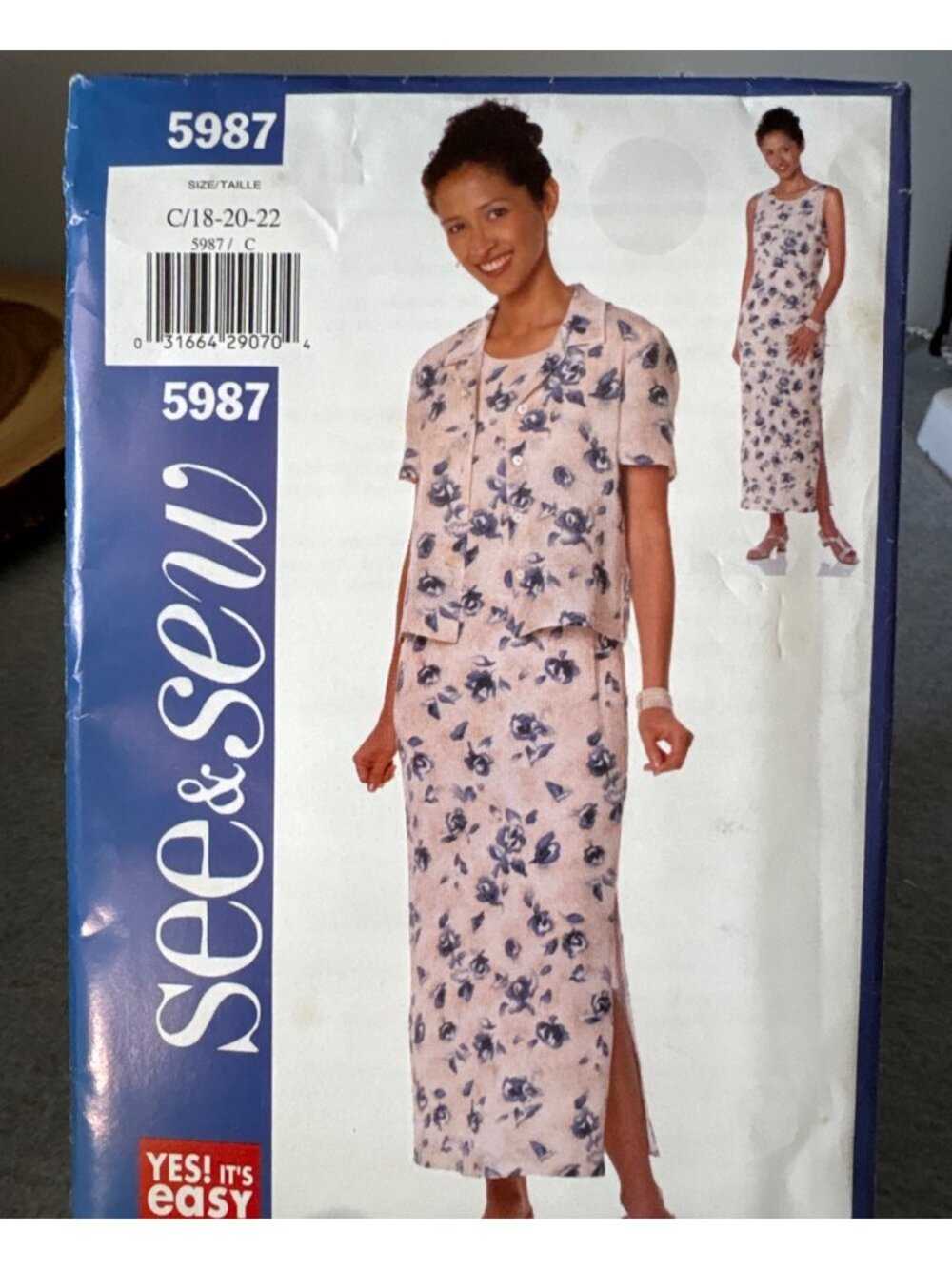 Butterick 5987 Dress Jacket Sewing Pattern Size 18 20 22 Uncut 1998
